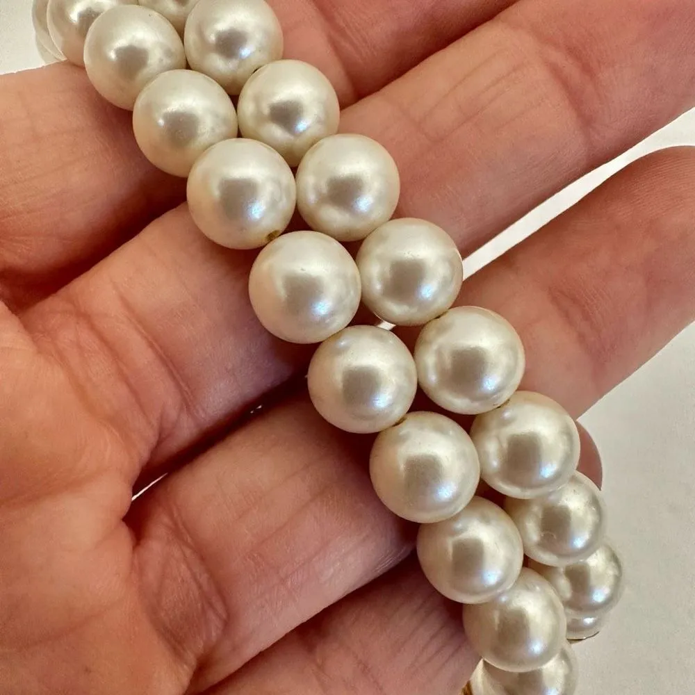 Napier X design faux pearl and gold tone rhinestone choker necklace - Image 9