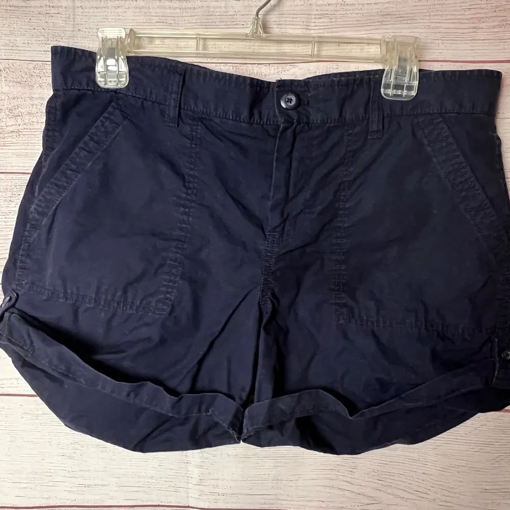 Gap Women's Blue Chino Styel Rolled Up Shorts With Pockets Sz 8 - Image 5