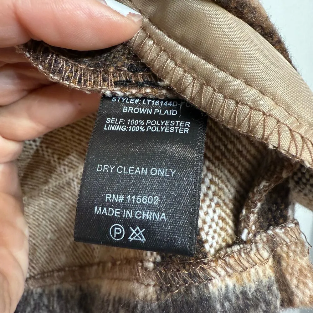 Lush Tan Plaid Shacket Jacket Sz S NWOT - Image 6