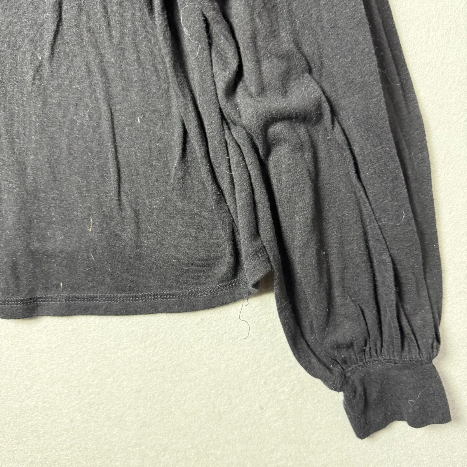 Blue Rain Long Sleeve V-neck Blouse Lace Detail Cotton Blend Womens Size M - Image 3