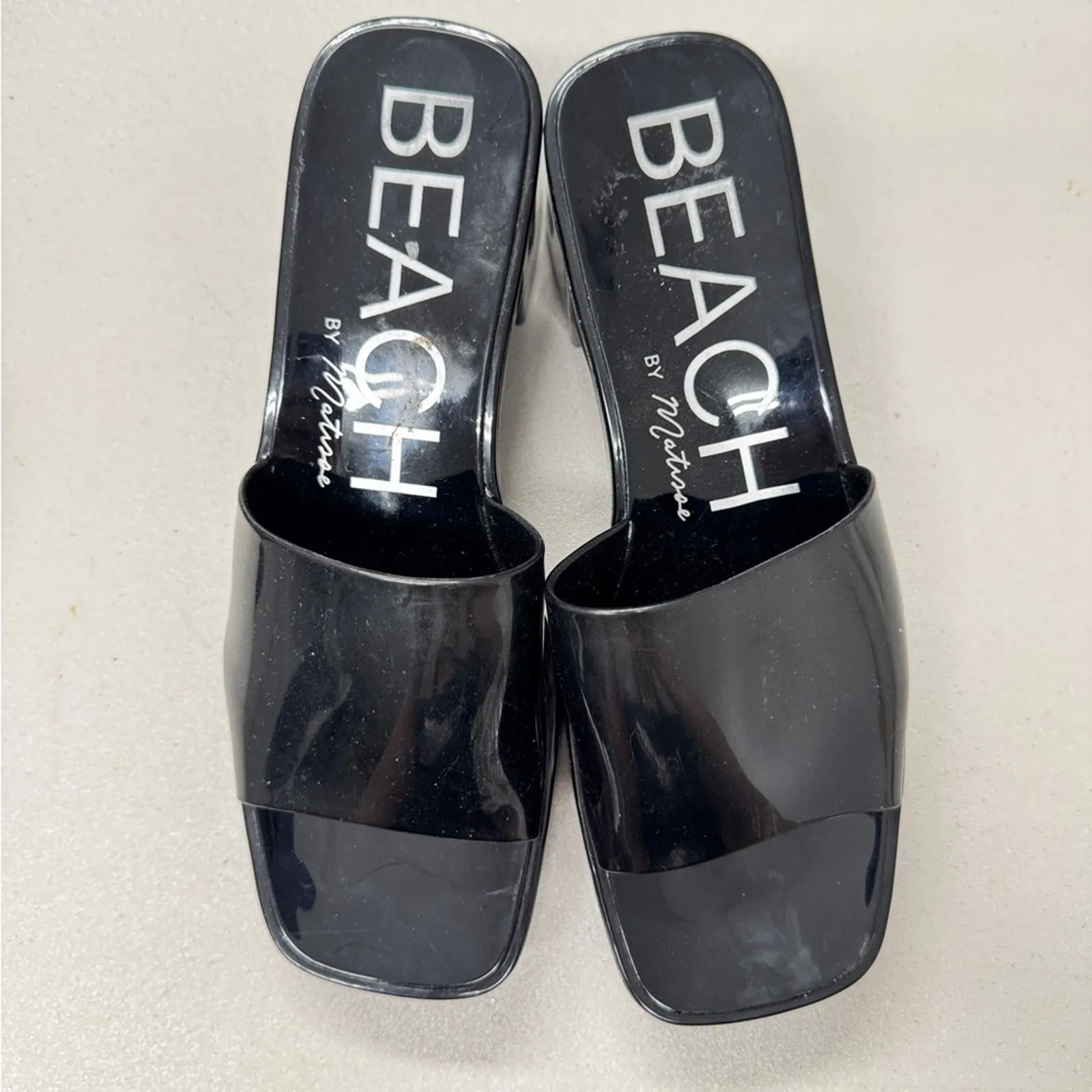 Matisse Beach Black Rubber Slides Chunky Heel Womens 9 Sandal Casual Beachy Shoe - Image 4