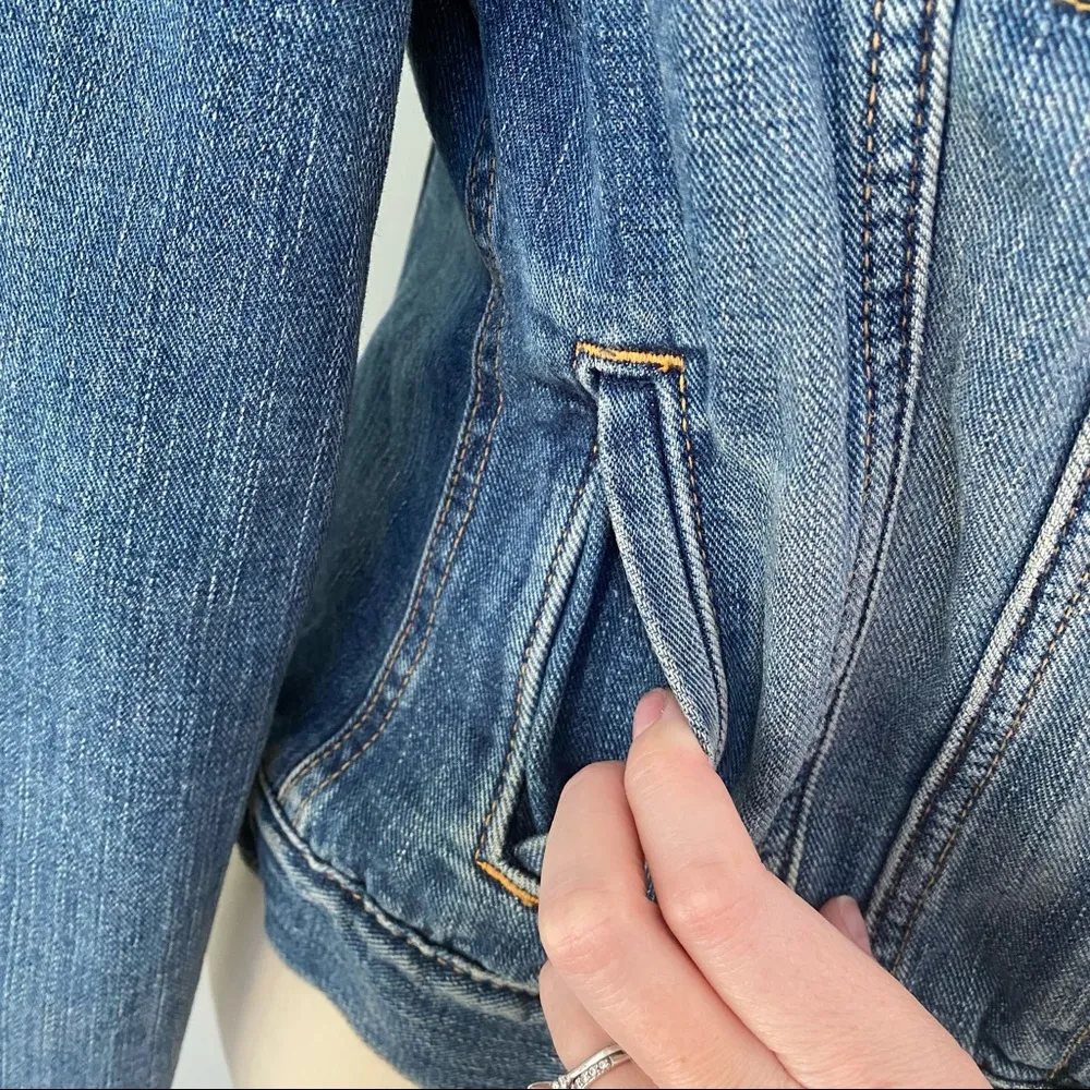 Gap Faux Shearling Distressed Jean Jacket - Image 3