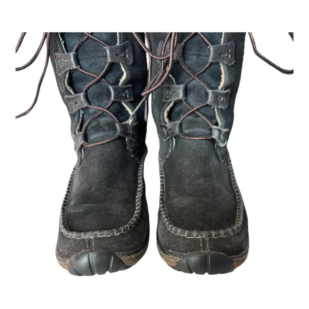 Timberland Fauna Tall Suede moccasin lace up Boots Black size 7.5 - Image 13