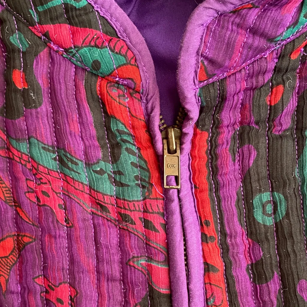Choices Multicolor Quilted Jacket Purple Size M - Image 4