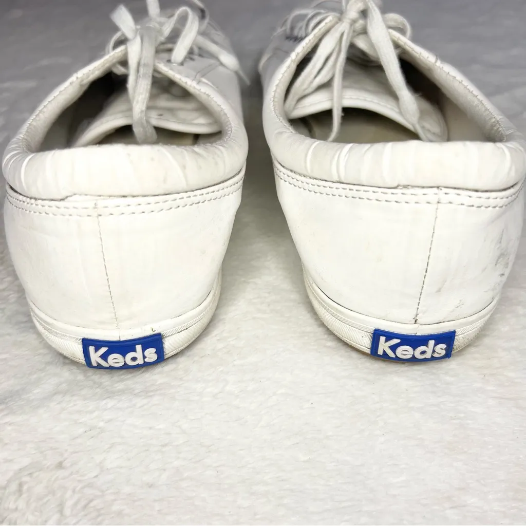 Keds Classic White Leather Lace Up Sneakers Size 10 - Image 8