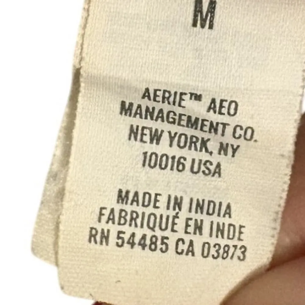 Aerie Hooded Flannel Shirt High-Low Long Sleeve Button Front Gingham Tan Size M - Image 4