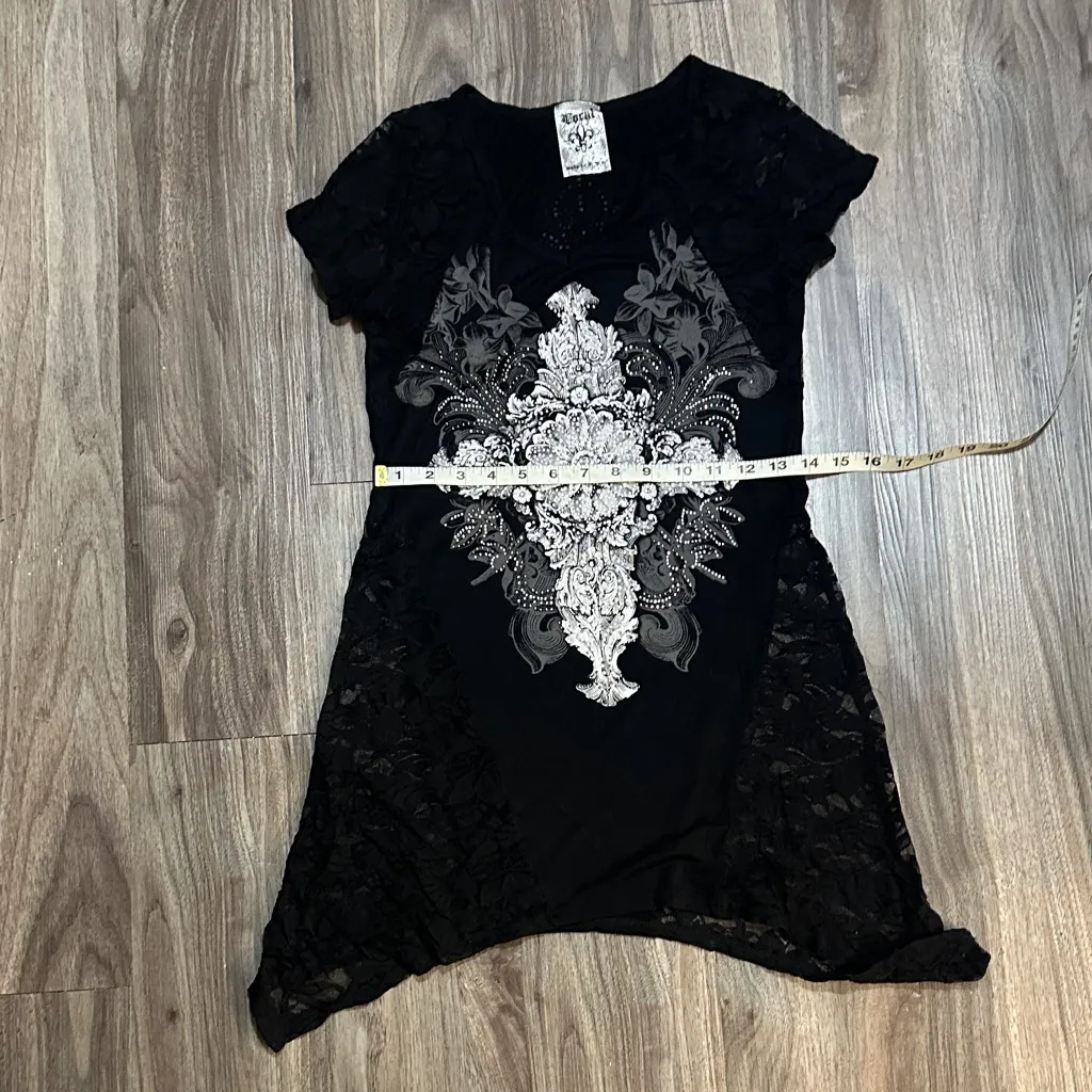 Vocal Black Top with White Lace Design - Image 10