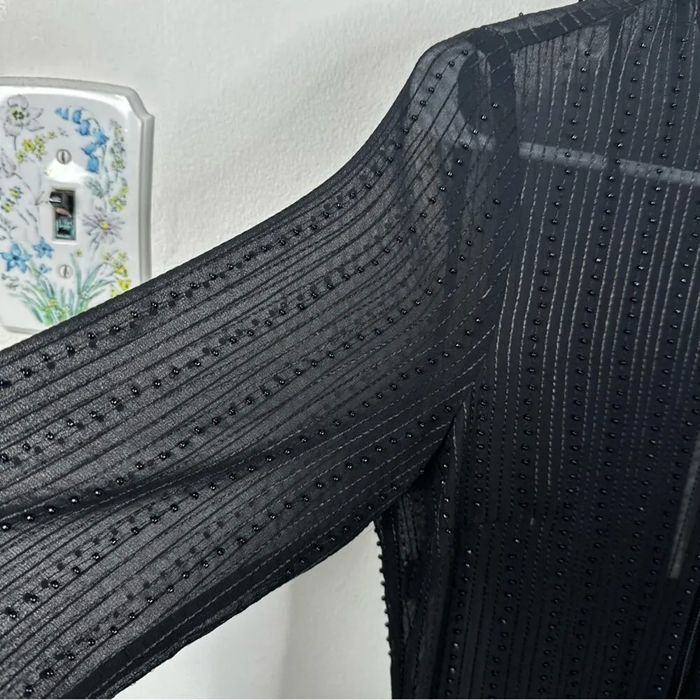 NEW Alexis Rochelle Robe Black Beaded Semi-Sheer Midi Dress Women's Size Small - Image 5