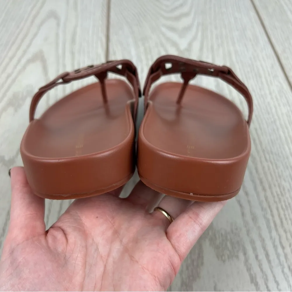 Tommy Hilfiger Women's Large TH Logo Relina Footbed Sandals 5.5M Med Brown $69 - Image 6