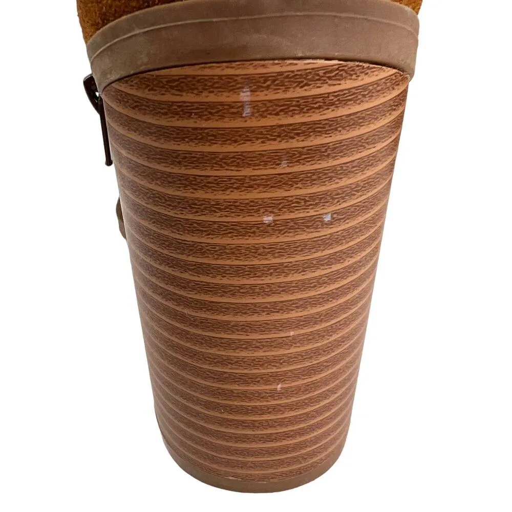 Lulus Essex Booties Brown Size 11 Mid Calf Pointed Toe Faux Leather Zippers Shoe - Image 11