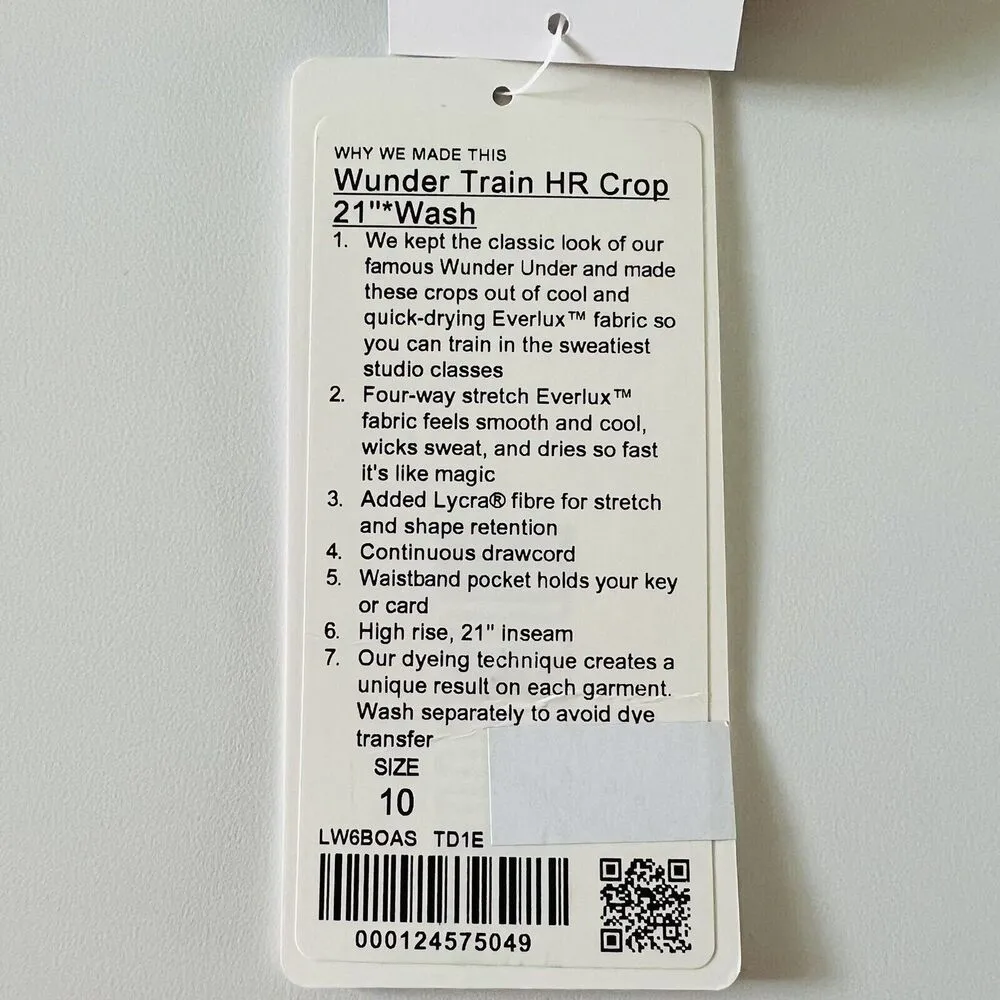 LULULEMON ATHLETICA Tie Dye Red Black Wunder Train HR Crop 21" Leggings - US 10 - Image 7