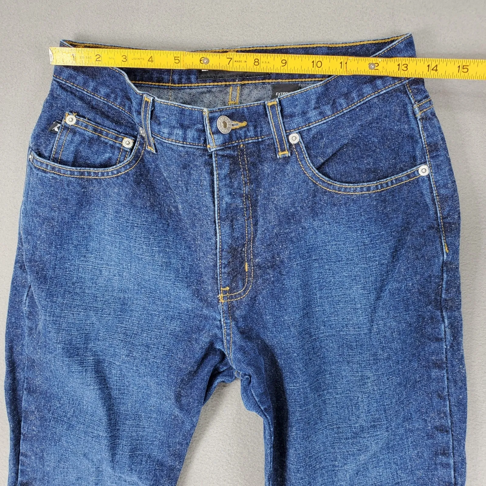 Vintage Express Jeans Size 9/10 S Dark Wash Extreme Flare High Rise 90s Y2K Boho - Image 5