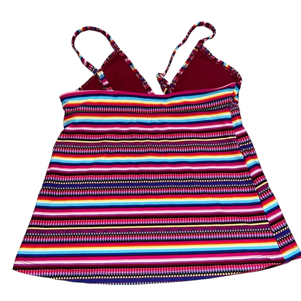 NEW Mossimo Women’s Deep Red Stripe Tankini Top Swimwear size XS - Image 4