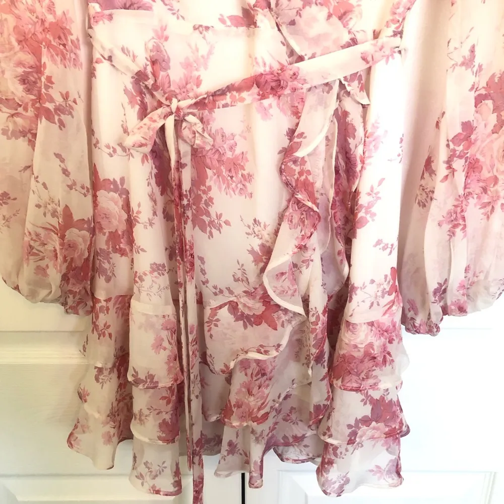 Bardot White and Pink Floral Dress Size US M (8) - Image 6