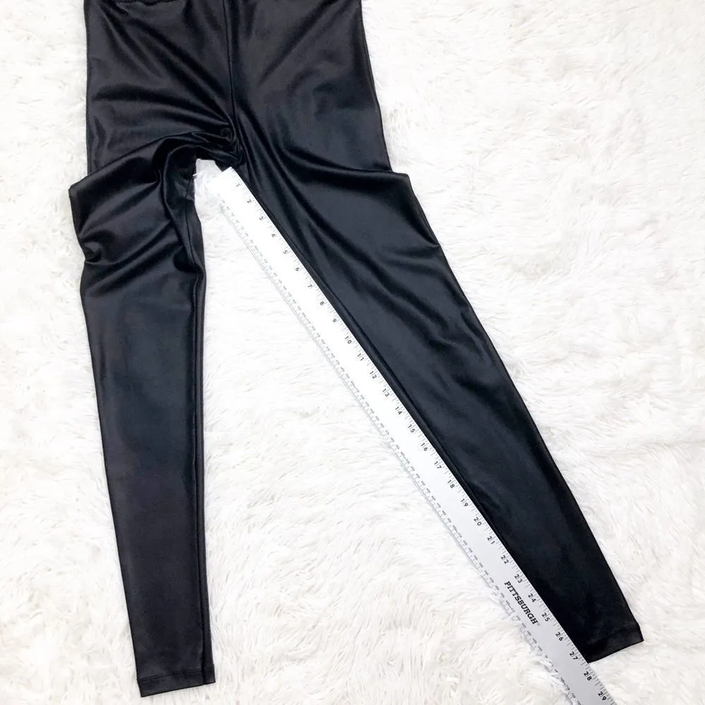 ASOS Black Faux Leather Leggings‎ High Waisted Size US 4 - Image 3