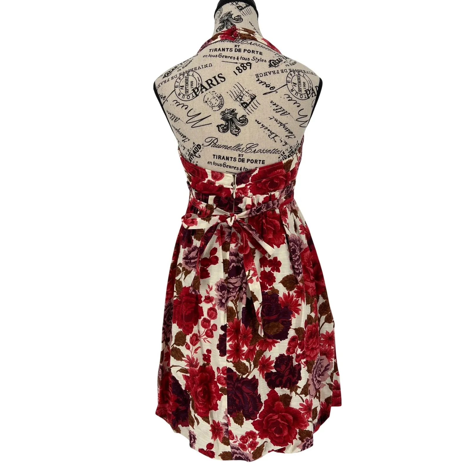 Tracy Reese Floral Silk Cocktail Dress Red Bubble Hem Size 2 Romantic EUC - Image 3