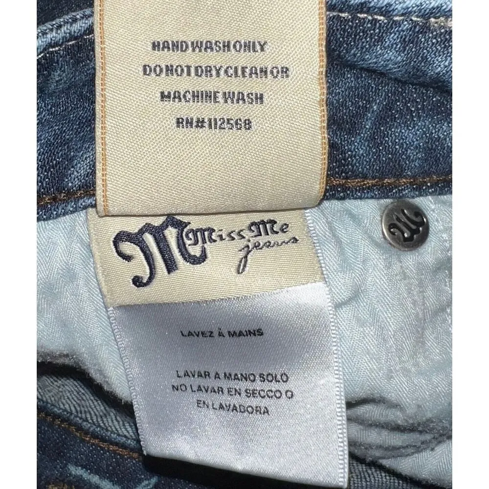 Miss Me JP4891L Modelo Womens Dark Denim Blue Jeans Size 28 Flap Pocket Low Rise - Image 9