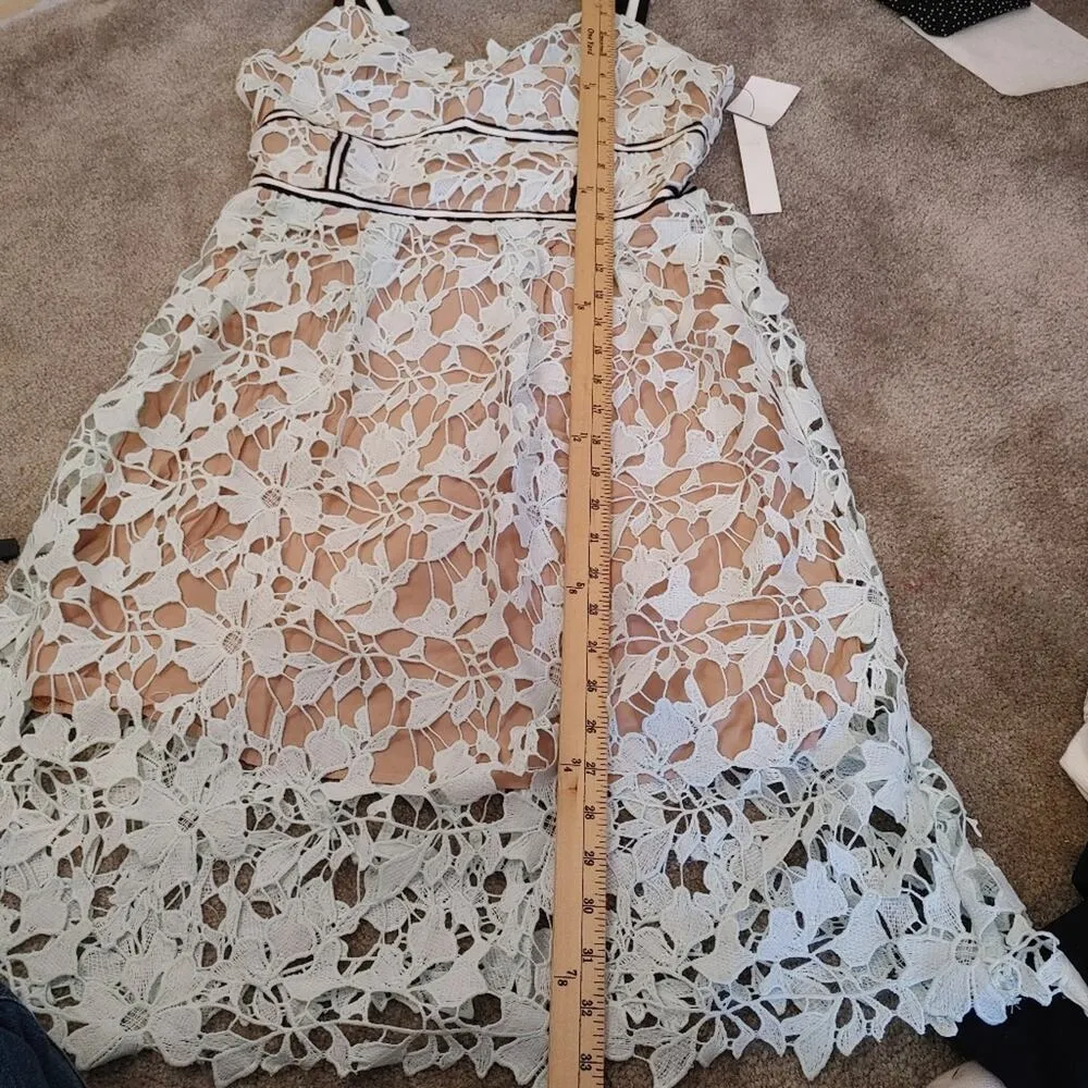 Design Lab Size Large L Ice Blue Lace Nude Detailing NWT NEW Dress Preppy Weddin - Image 12