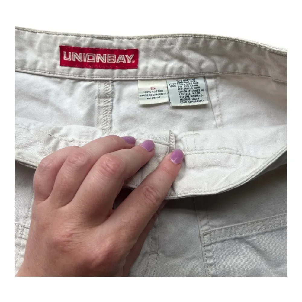 Vtg Y2K Union Bay Light Khaki Tan Short Shorts Cargo Low-Rise 5 - Image 2