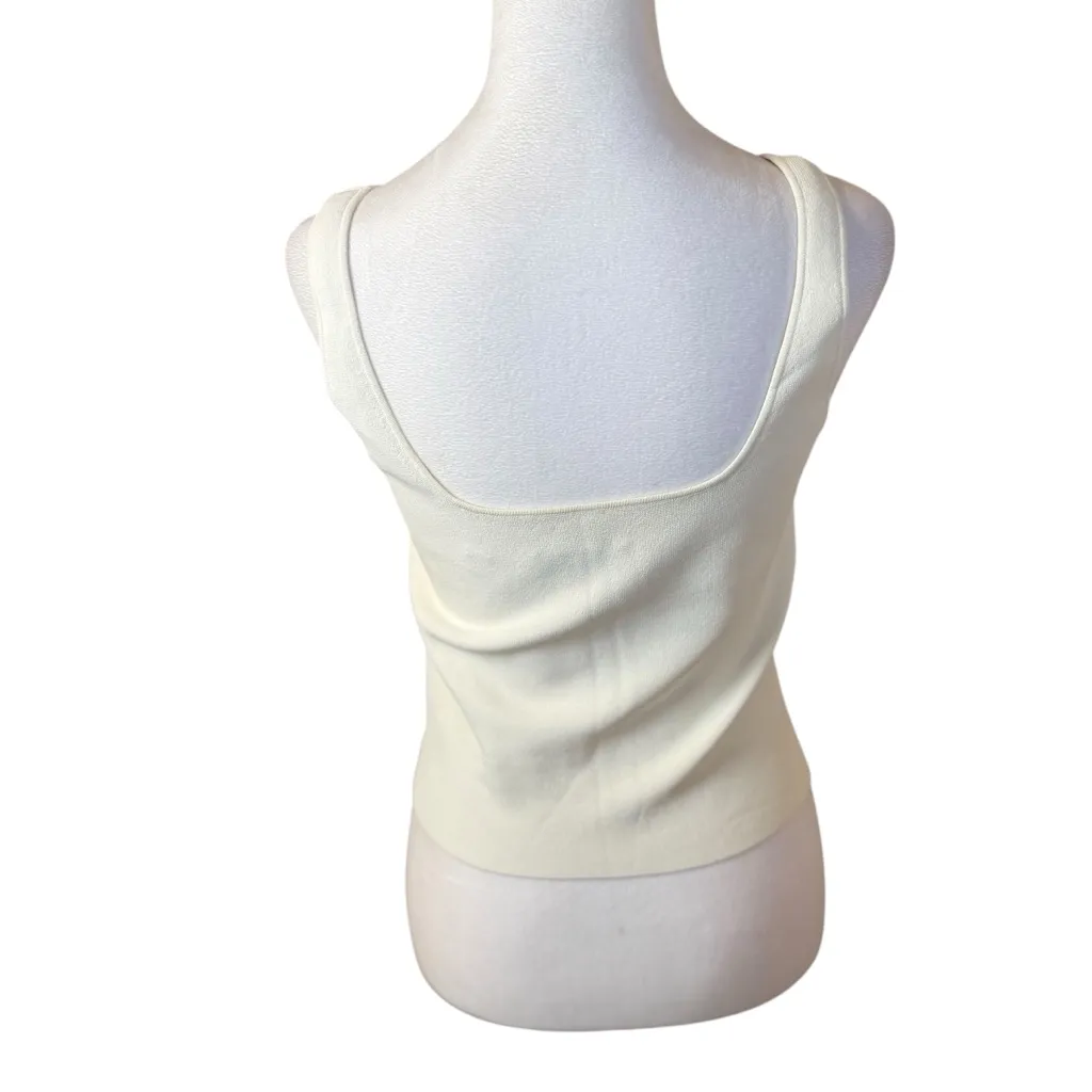 VINCE Square Neck Sweater Tank Cream Ivory Medium Transition Layering Capsule - Image 9