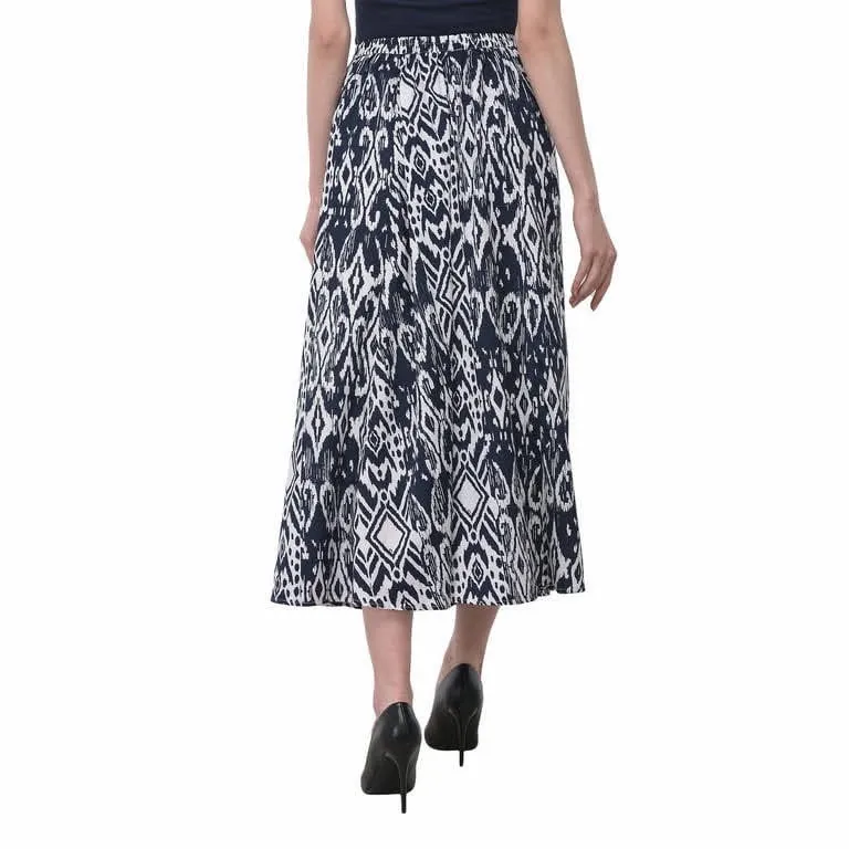 Rebellion Again Full A- Line Maxi Skirt Floral Aztec Ikat Fall Blue Motif S NWT - Image 3