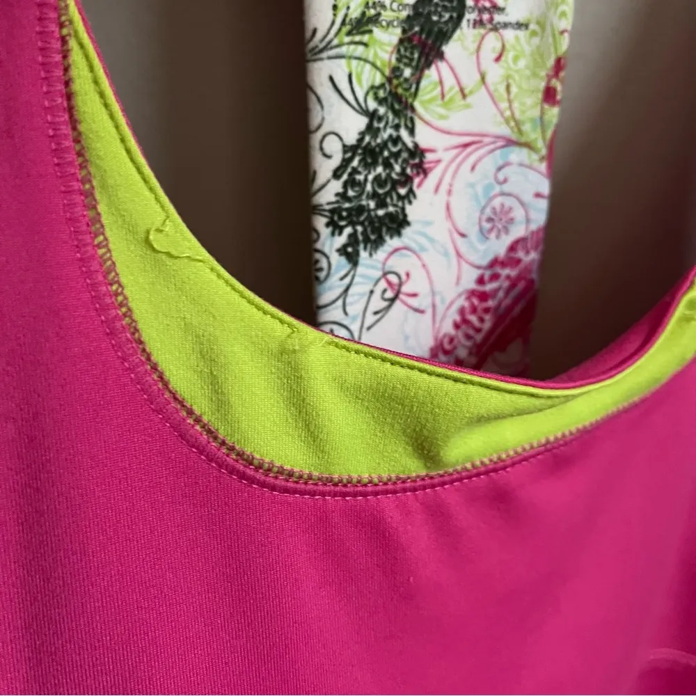 Soybu Athletic Dress and Matching Cardigan Size Medium Pink and Lime Green - Image 4