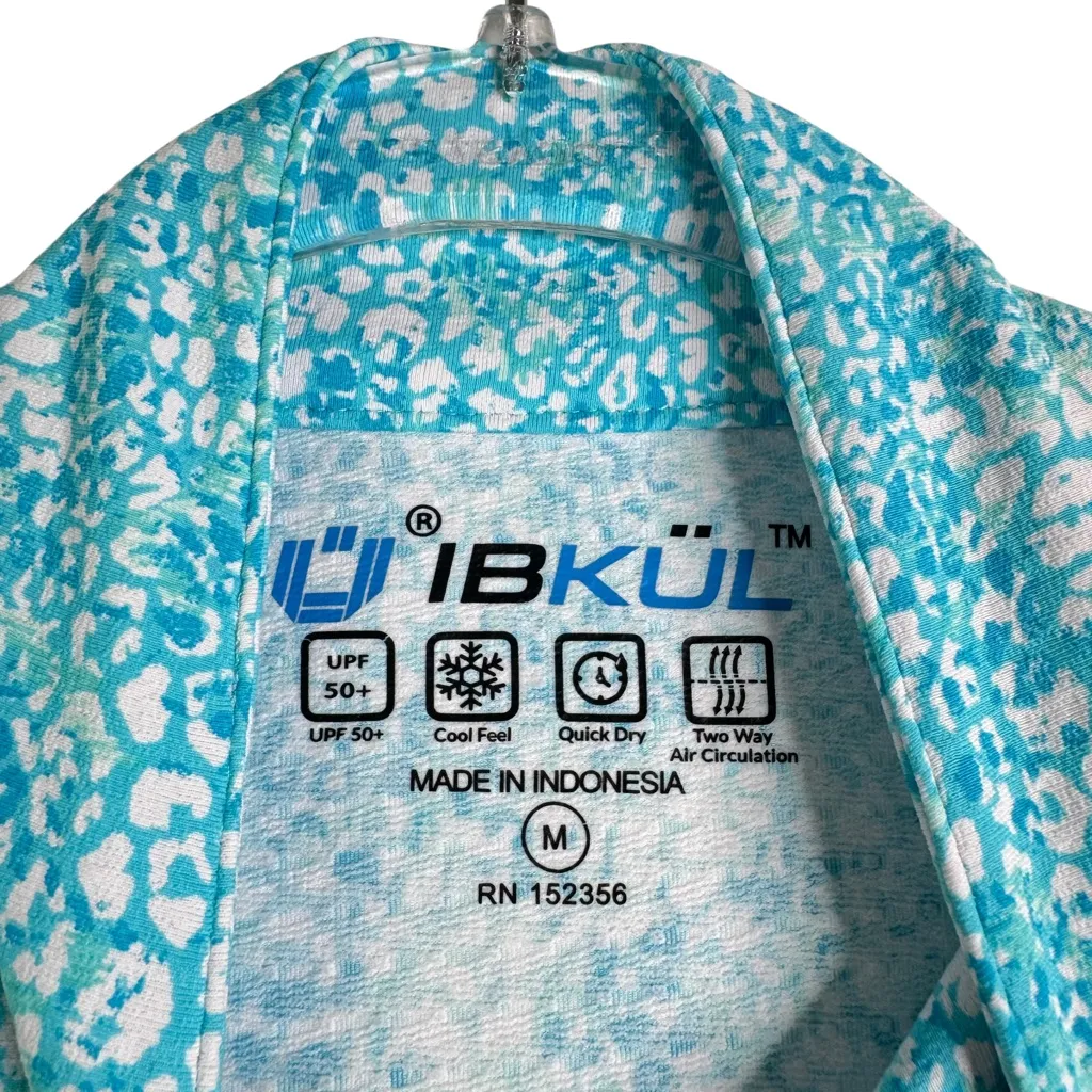 IBKUL Abstract Skin Print Adjustable Length Long Sleeve Golf Polo Pickleball Med White - Image 5