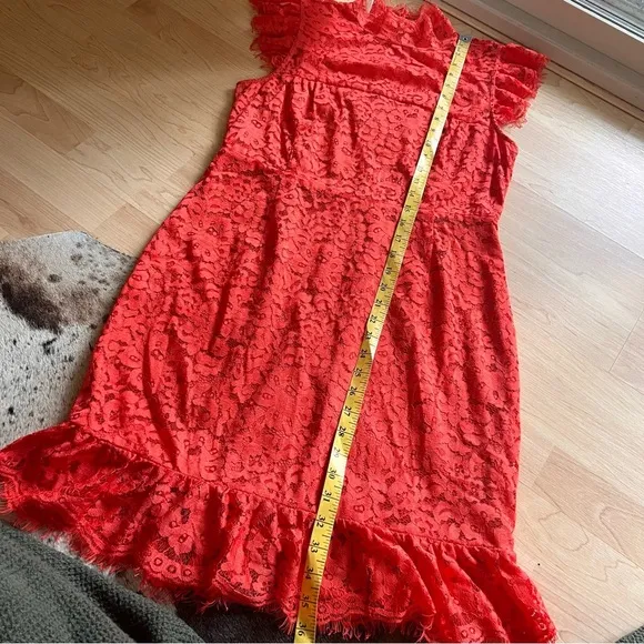 Revolve Aijek‎ Orange Into The Night Lace Mini Dress Size 3 Cocktail Red - Image 9
