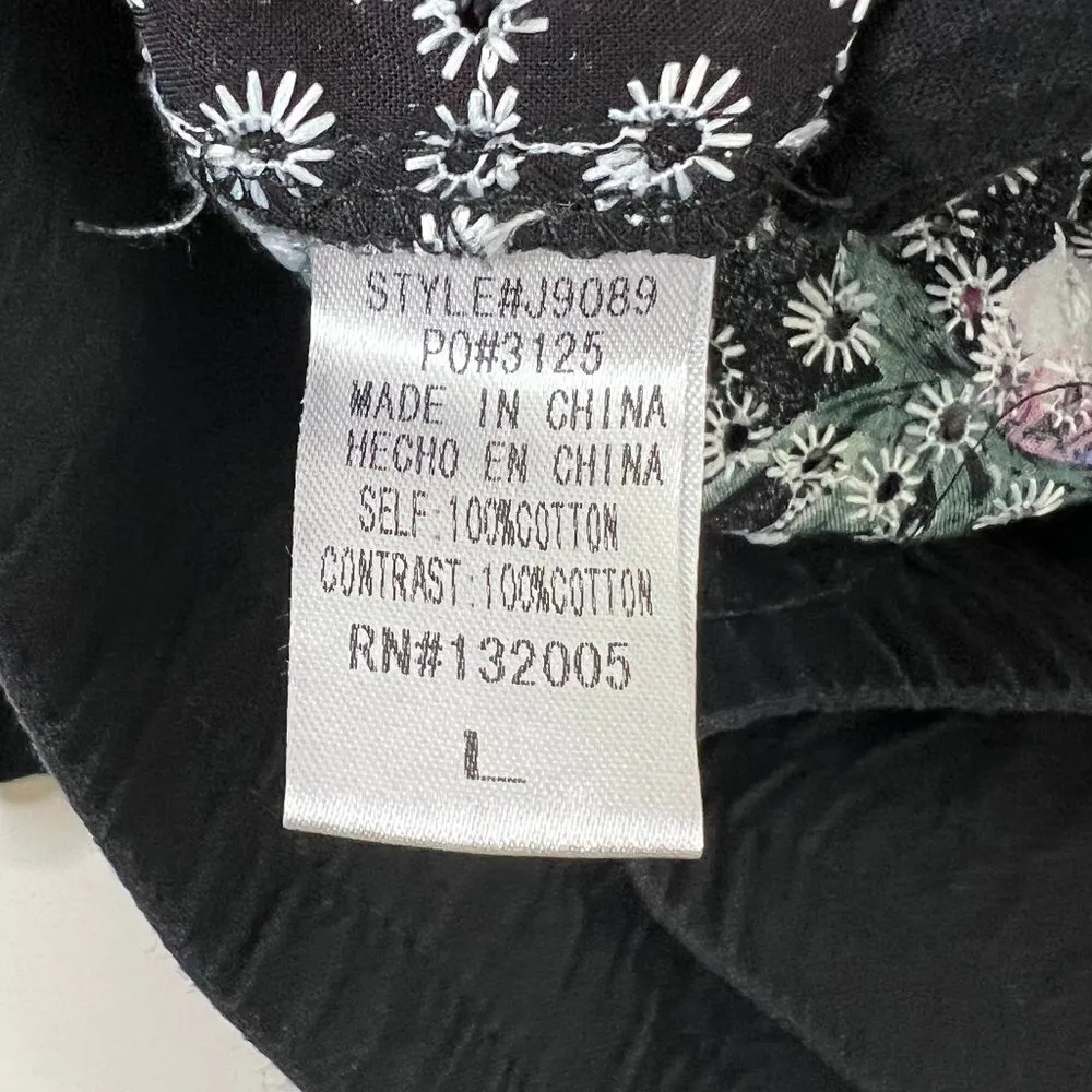 Entro Floral Embroidered Crochet Zip Up Hoodie Hooded Sweatshirt 100% Cotton - Image 9