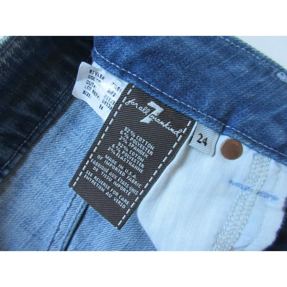 7 For All Mankind High Waisted Slim Illusion Faded Blue Denim Pencil SKirt 24 - Image 3