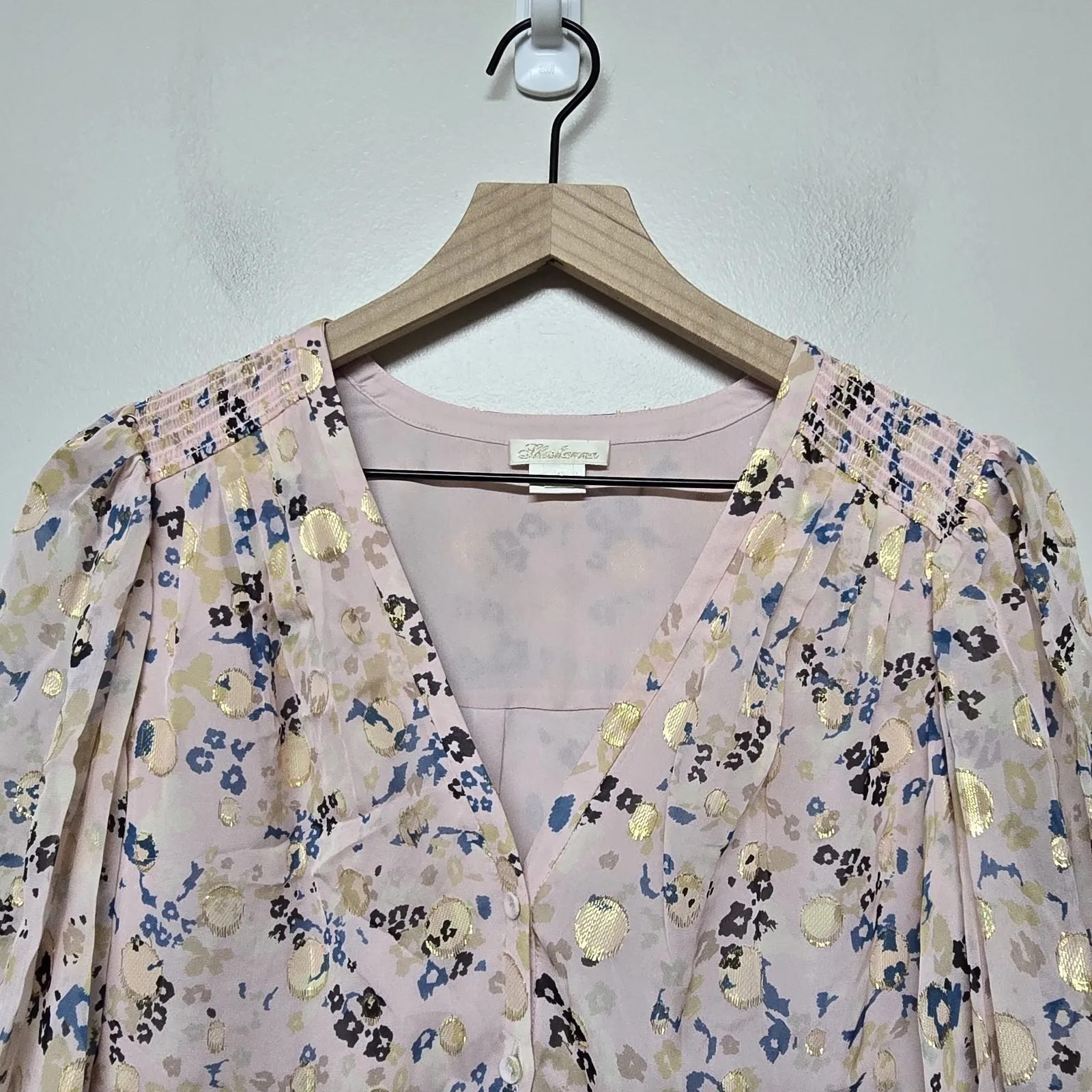 Shoshanna Pink and Metallic Gold Floral Monte Dress Sz 6 Wedding Guest Party - Image 5