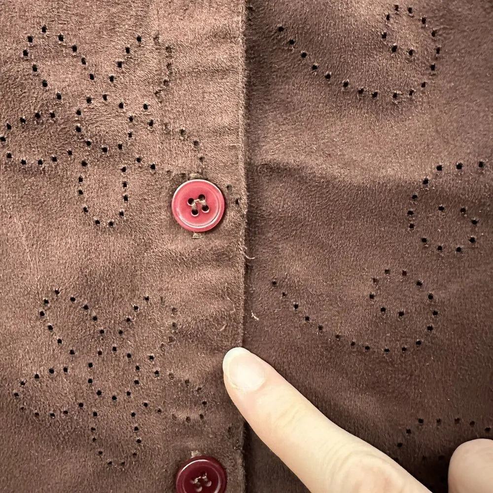 Vintage Sag Harbor Faux Suede Button Up Shirt Eyelet Grunge Western Retro Size L - Image 3