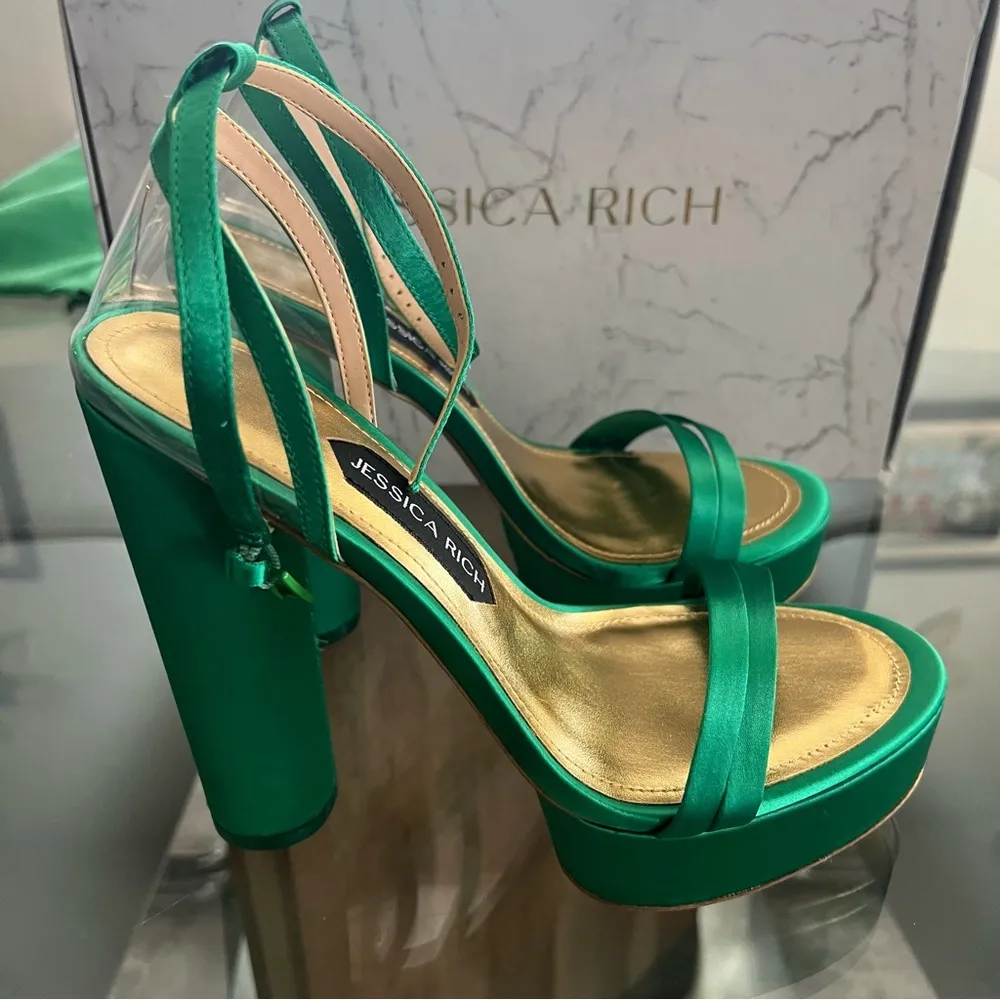 Jessica Rich Green Platform Sandals Size 39, New in Box w/Dust - Image 2