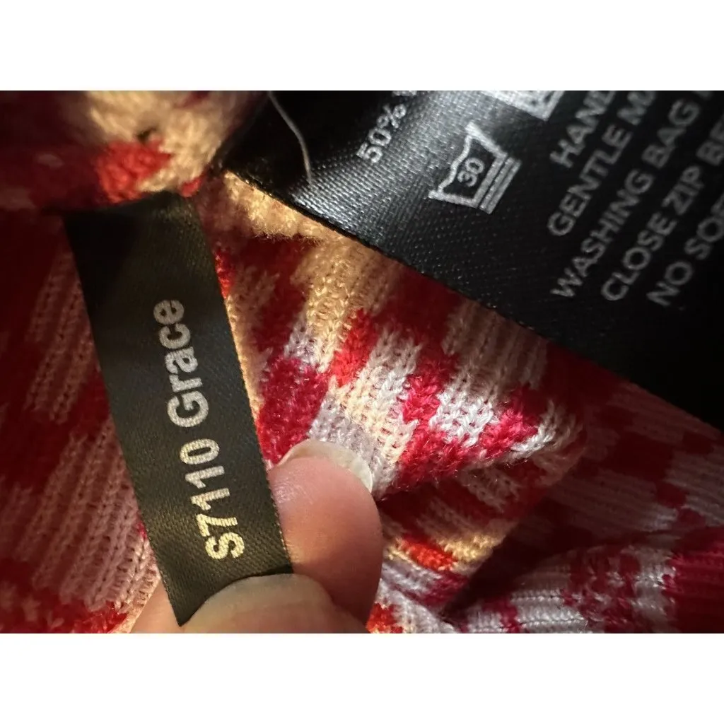 Vintage Nordic Meister Winter Sport Ski Sweater Women's 1/4 Zip Sz S Wool blend Red - Image 4