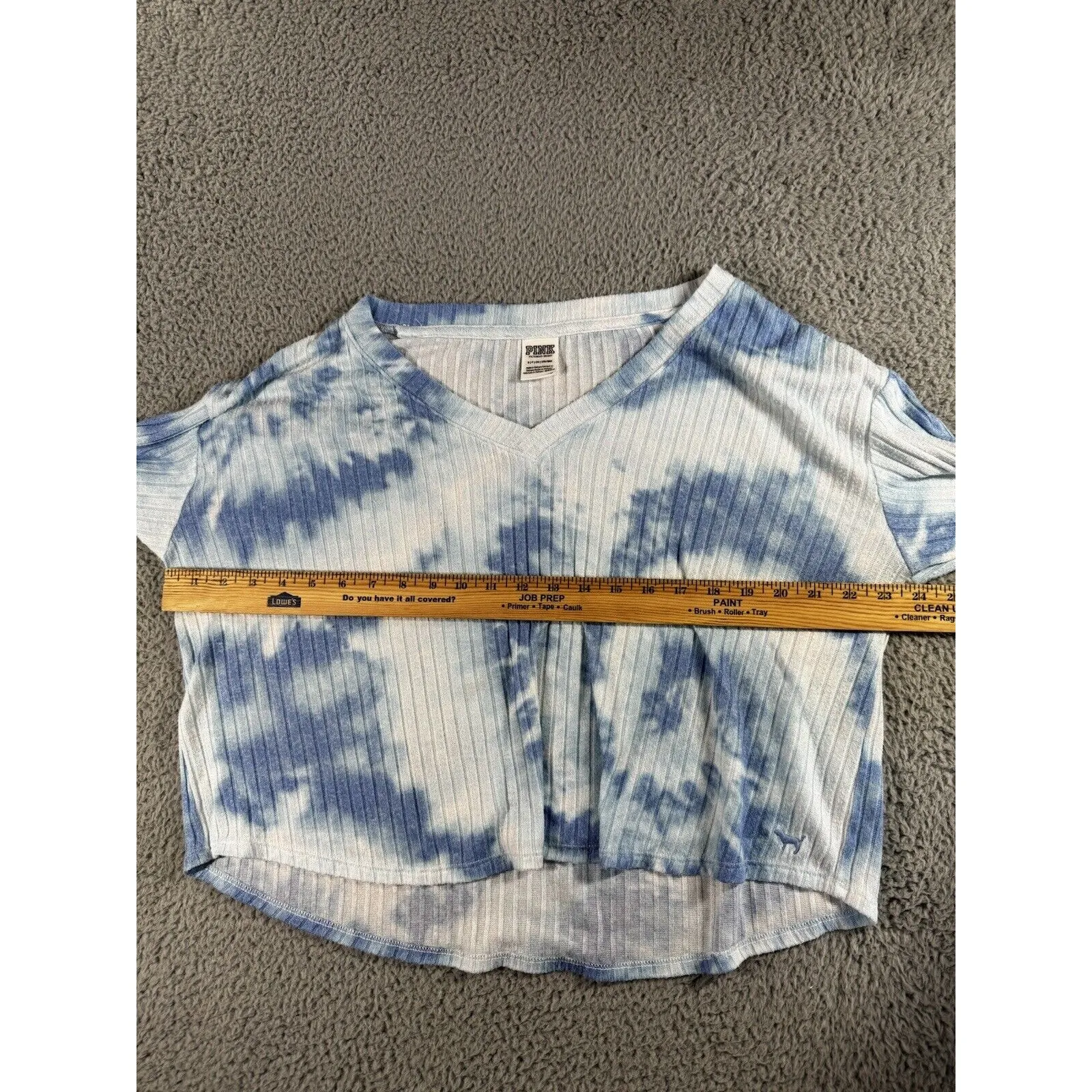 Victoria’s Secret Pink Shirt Women Small Tie Dye Cropped Oversized‎ Long Sleeve - Image 3