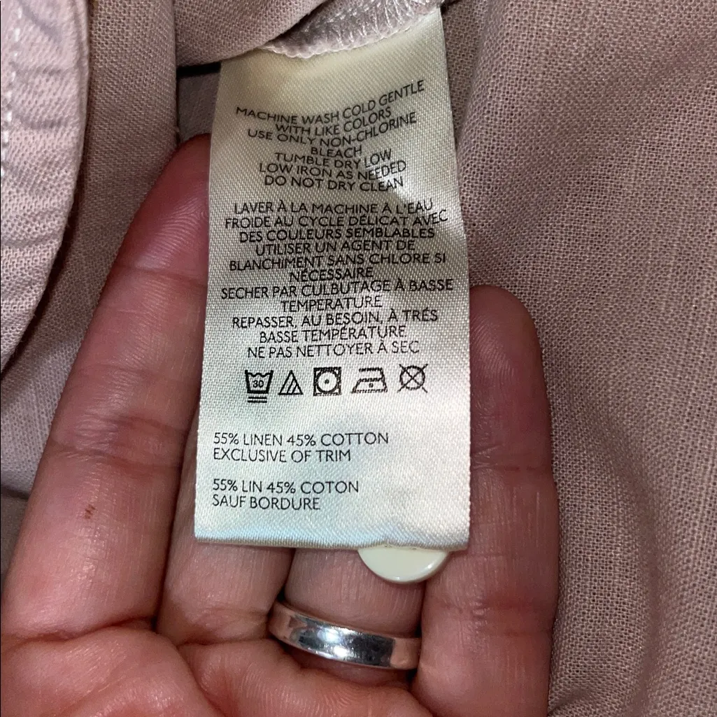 Anthropologie Maeve Bennett Linen Buttondown Relaxed Shirt‎ Taupe X-Small - Image 7