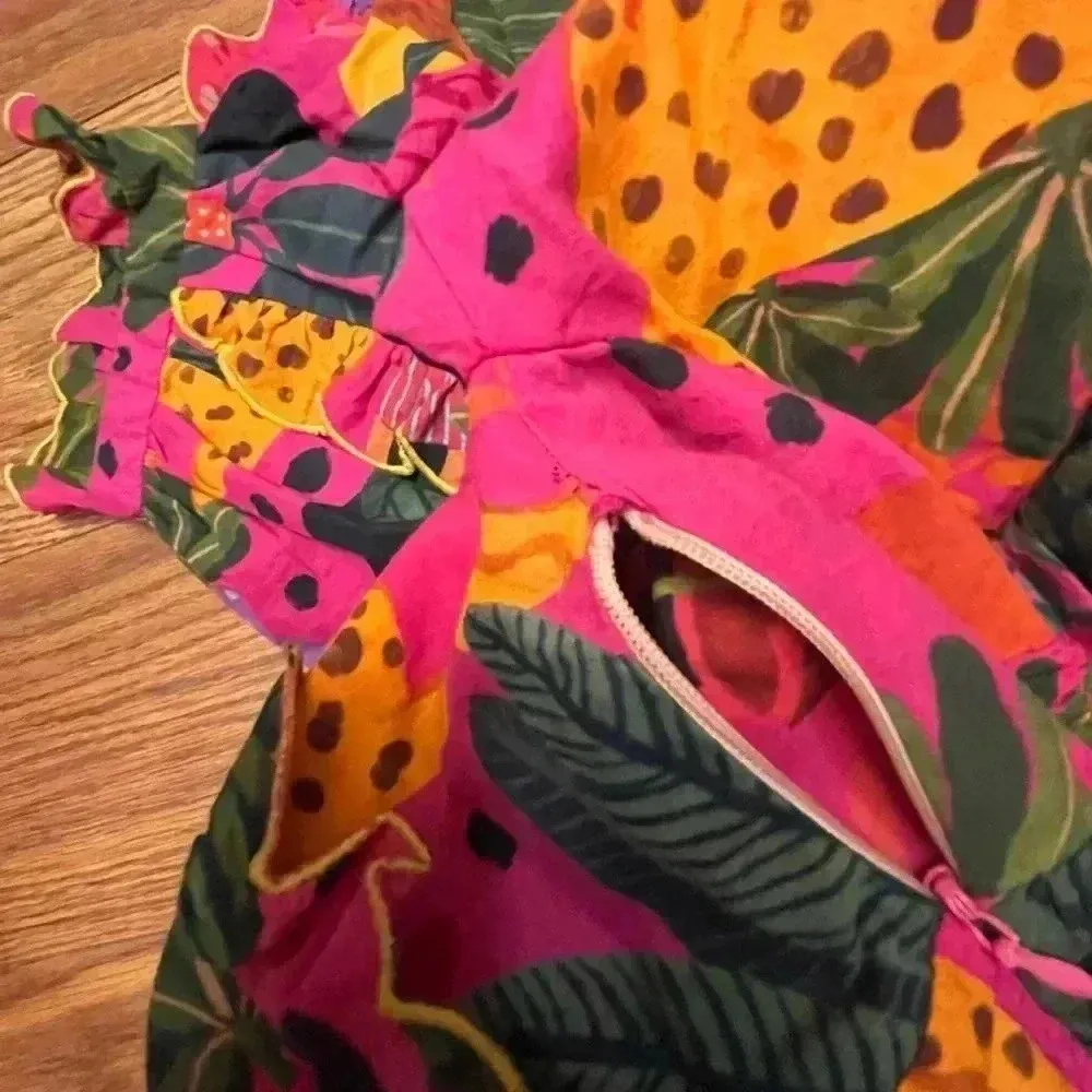 NWT FARM RIO POP LEOPARDS Short Sleeve Top BLOUSE Pink S - Image 12