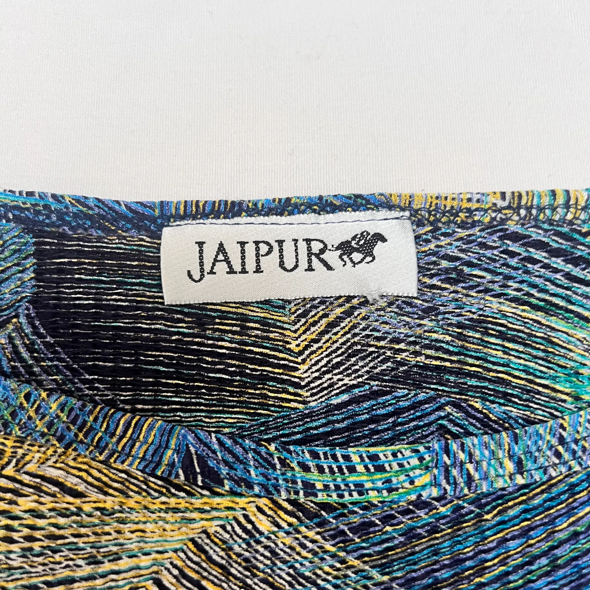 Jaipur Blue Blouse with Artistic Print Size XL - Image 3