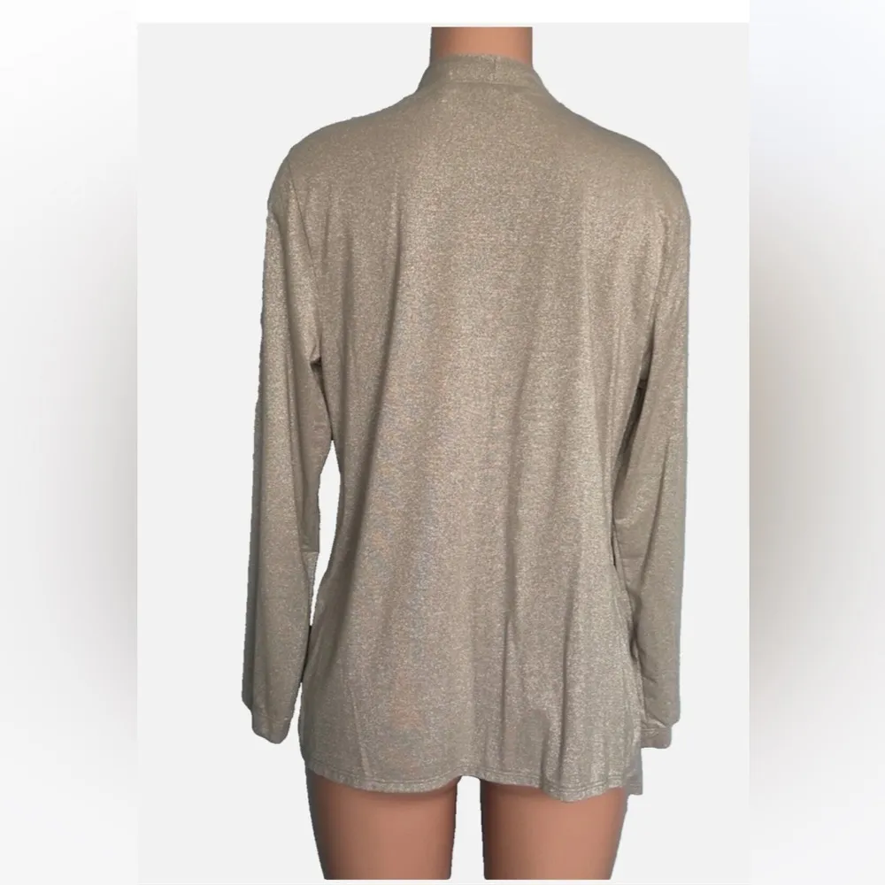 Additions By Chico's Women Size 0/ Small Silver Long Sleeve Open  Cardigan - Image 4