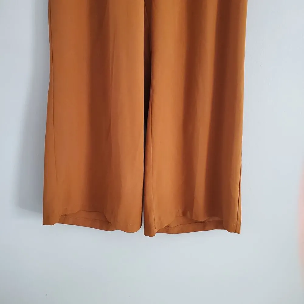 SHEIN Curve Brown Sheer Lightweight Wide Leg Pants Size 0XL - Image 4