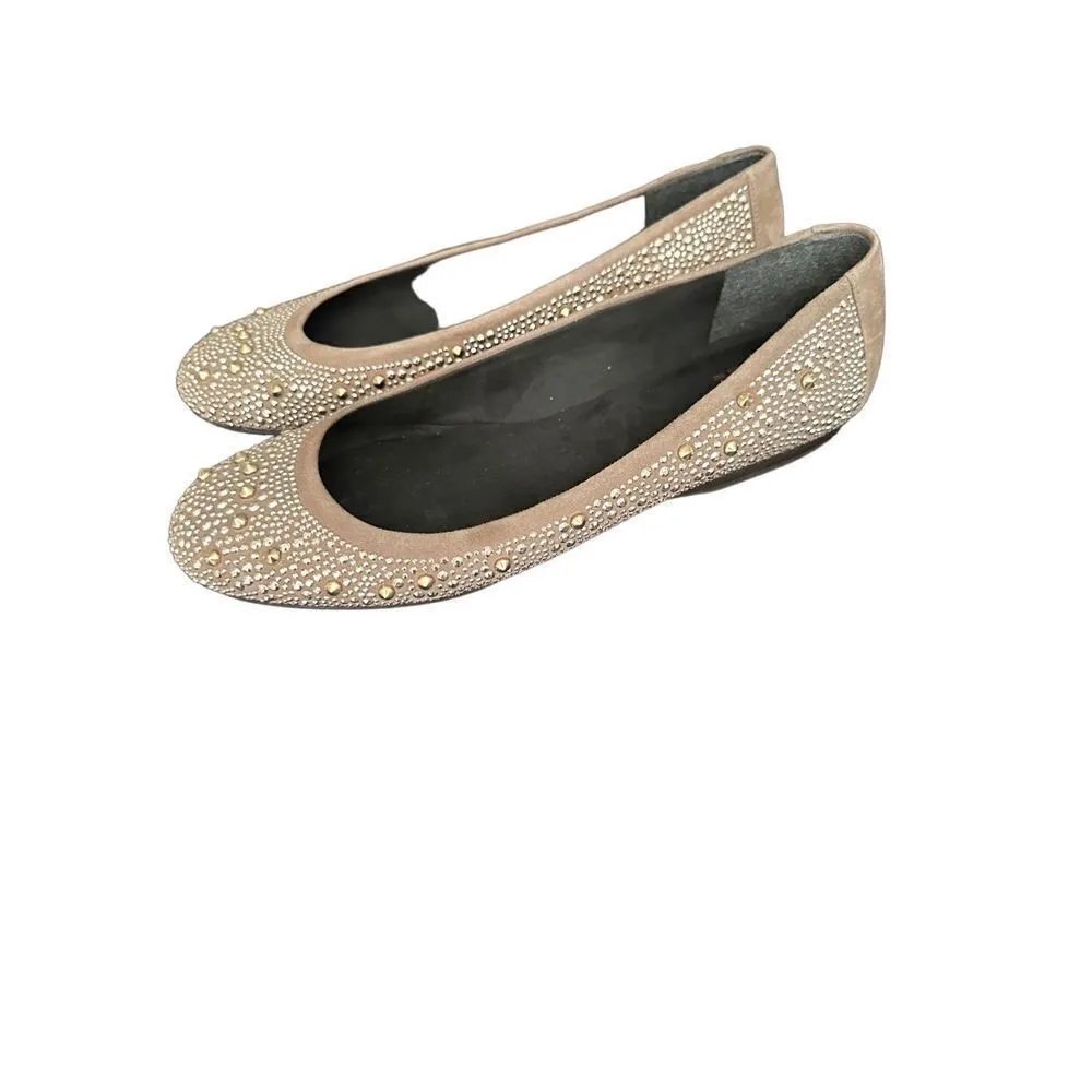 Stuart Weitzman Taupe Tan Ballet
Flats Metal Studs nubeads Haze Suede - Image 2