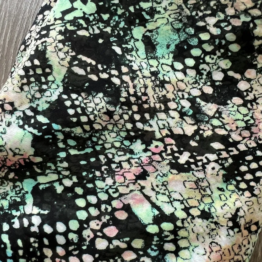 Bobeau Hi Low Dress Womens Small Green Snakeprint Boho Colorful - Image 15