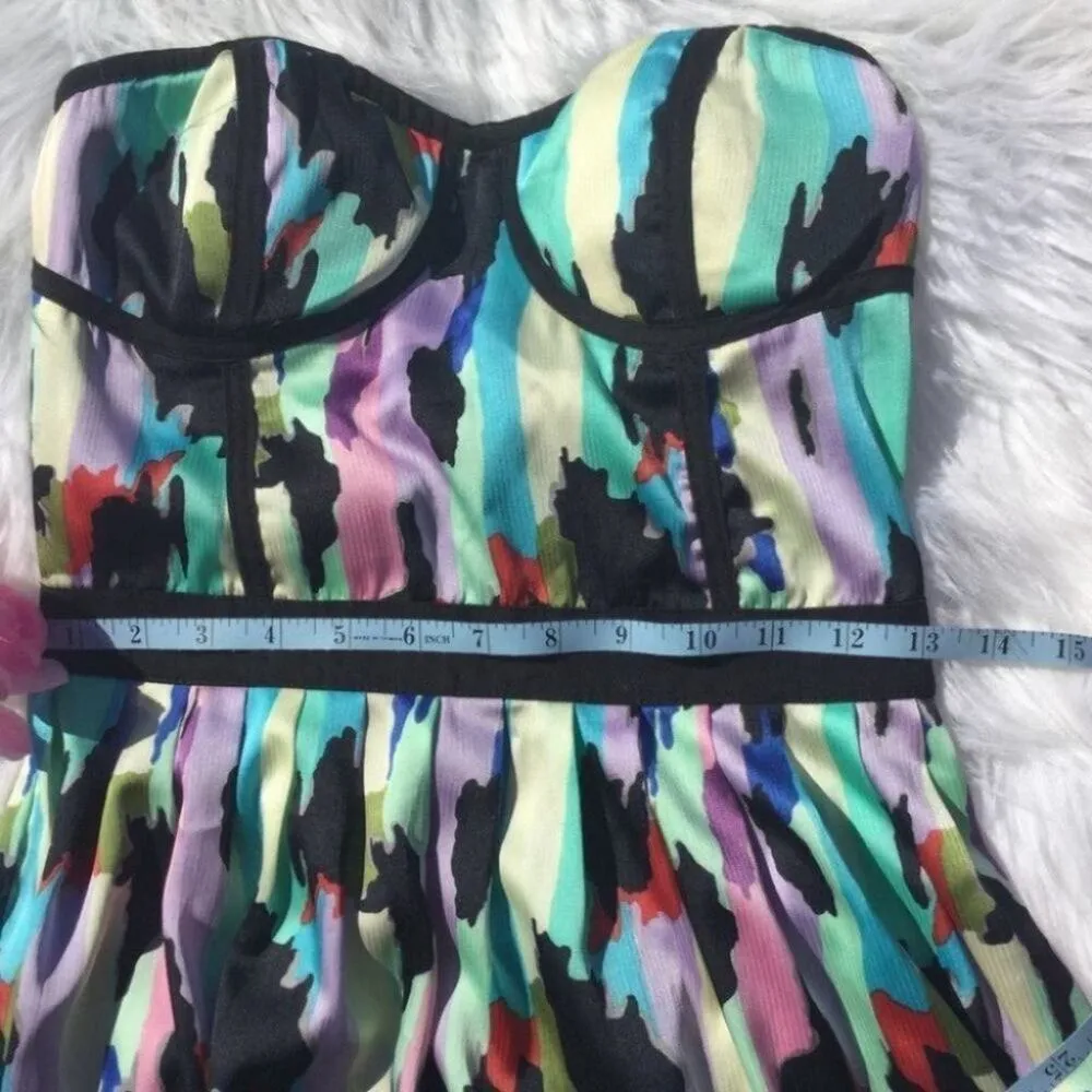 Ark & Co Abstract Colorful Strapless Dress Small Wedding Prom Lightweight Chic - Image 4