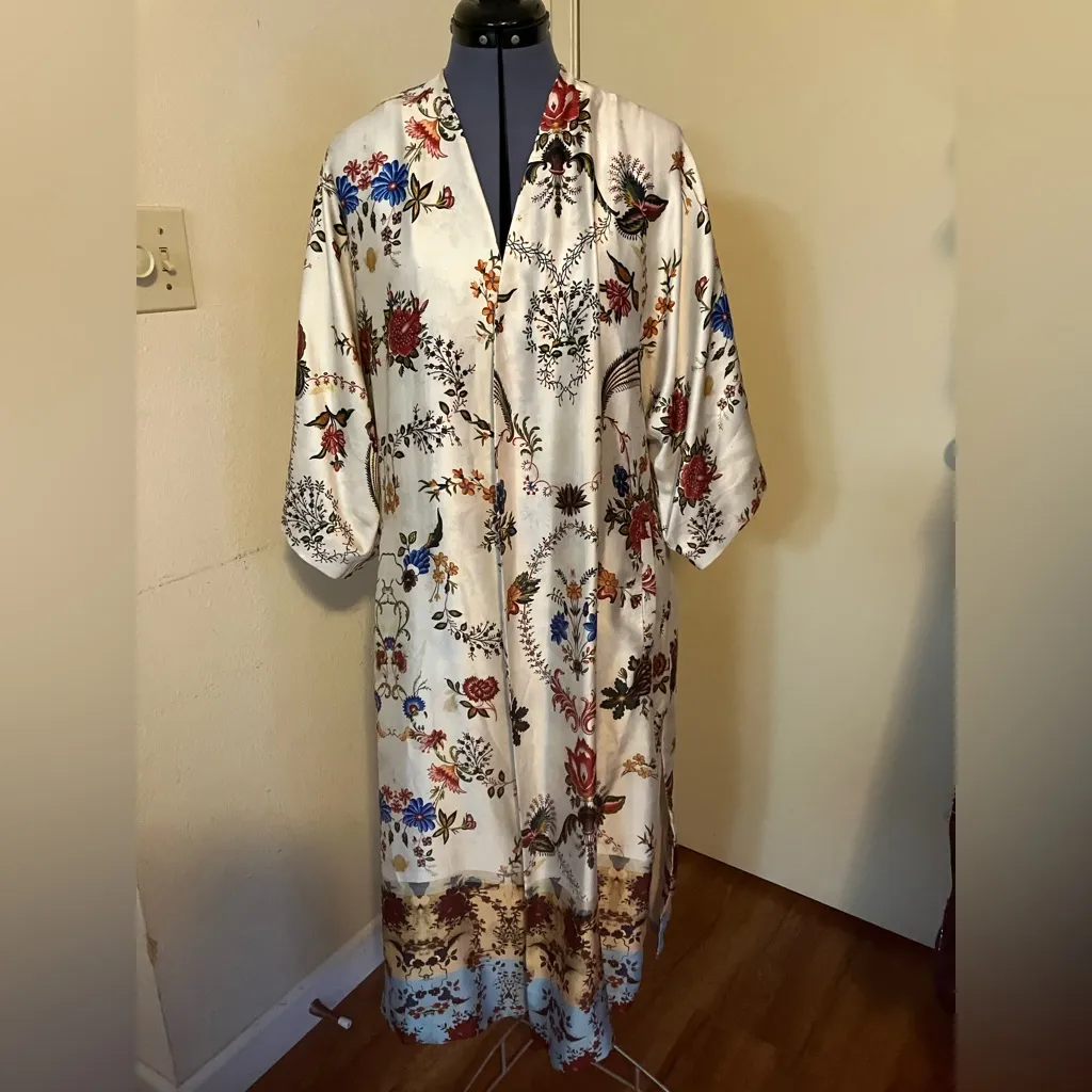 Zara ITALIAN FABRIC Long Cardigan Kardigan Kimono Bunga Wanita M/L - Image 9