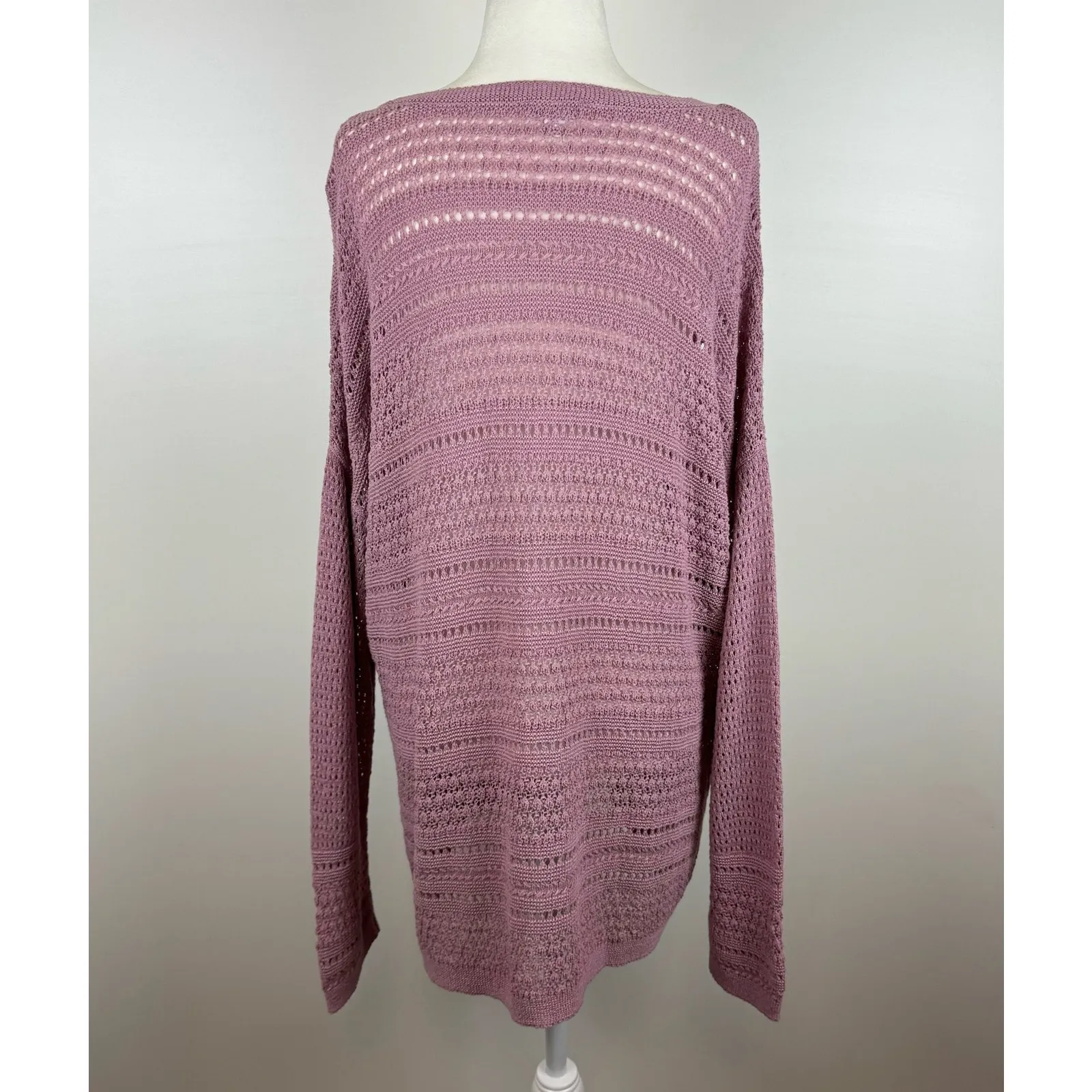 J Jill Crochet Open Weave Pink Pullover Sweater Sz L | Beachy Coastal Grandma Size L - Image 2