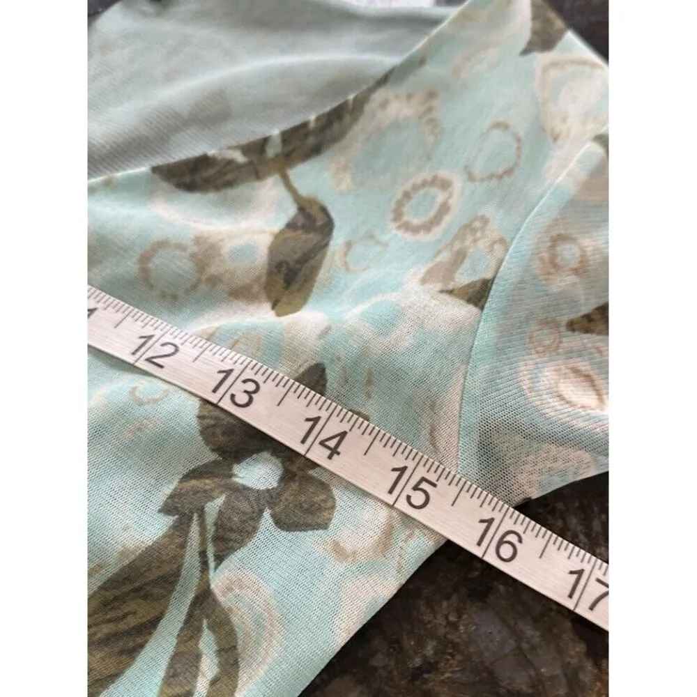 90s Y2k Babydoll Tank Fairy Core Floral Print Handkerchief Hem Size S Sheer - Image 9