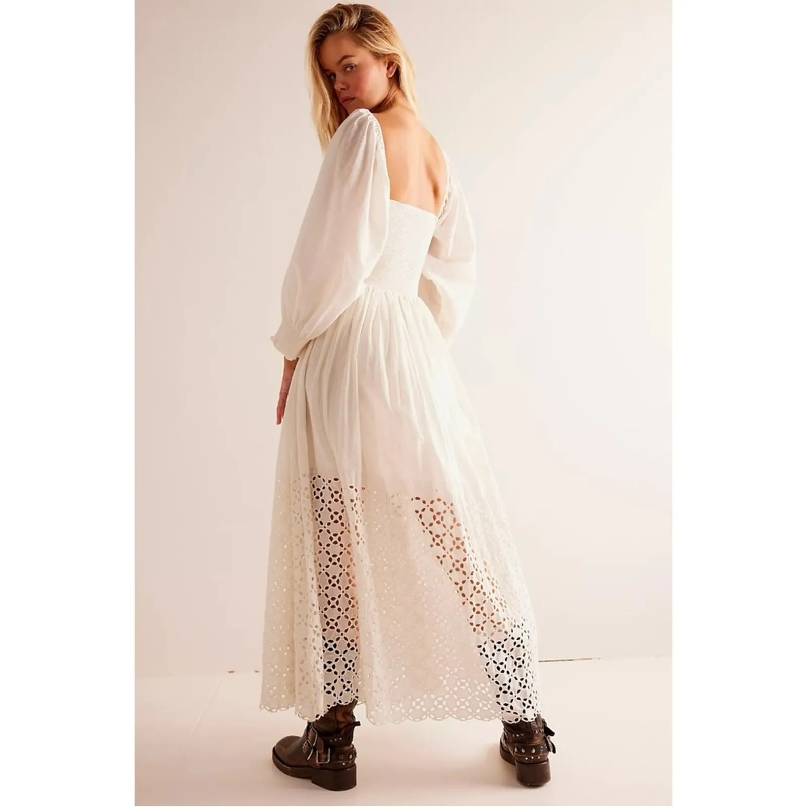 Free People Ethereal Dainty Perfect Storm Midi Dress Ivory Cream Medium Cottage - Image 15