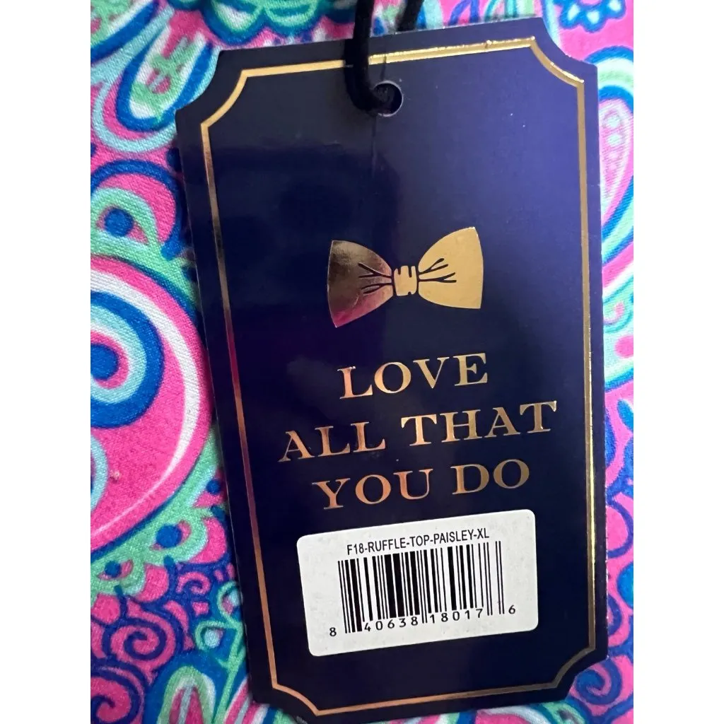 New Simply Southern 3/4 Sleeve Paisley Peplum Blouse Top Womens Size XL - Image 3