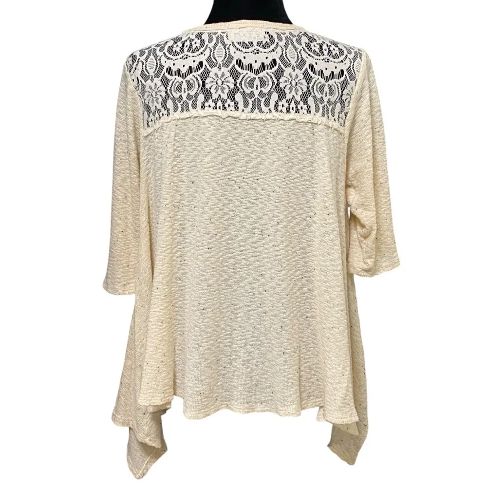 Everleigh Cream Lace Knit Top Small Boho Cottagecore Lagenlook Boxy Fit - Image 4
