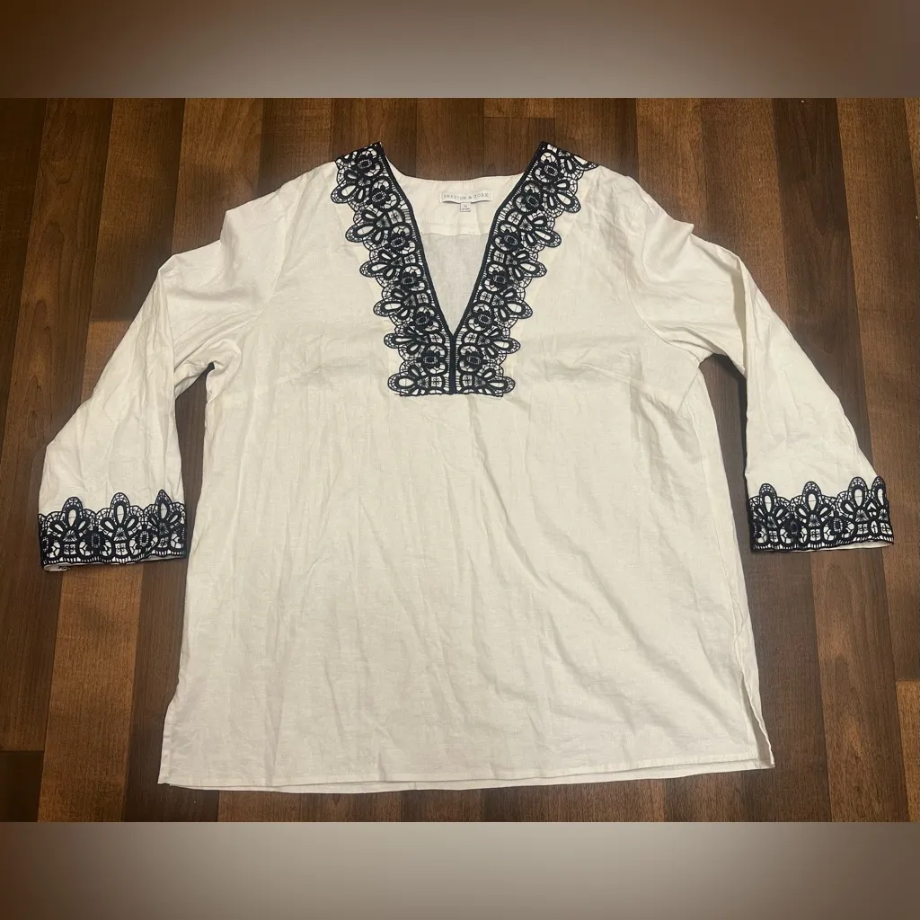 Preston & York White Embroidered Long Sleeve Tunic - Image 2